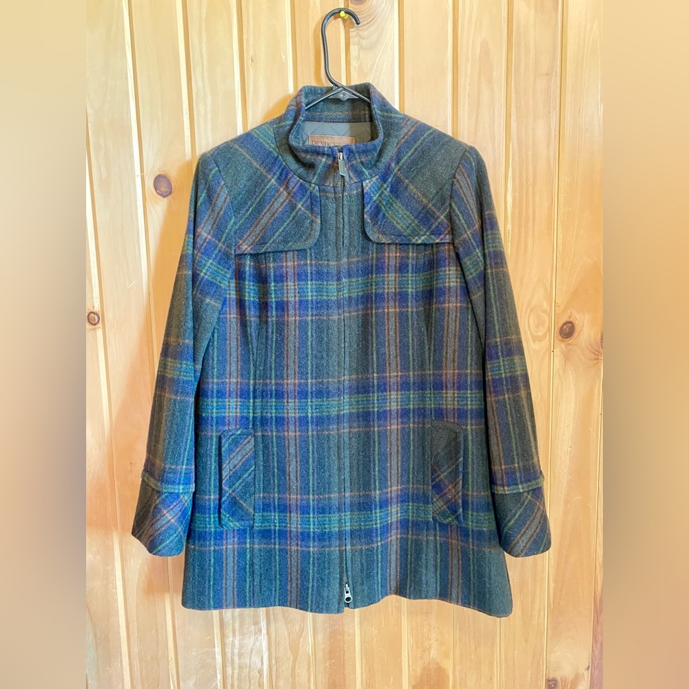 Pendleton Plaid Pea Coat in Blue and Green